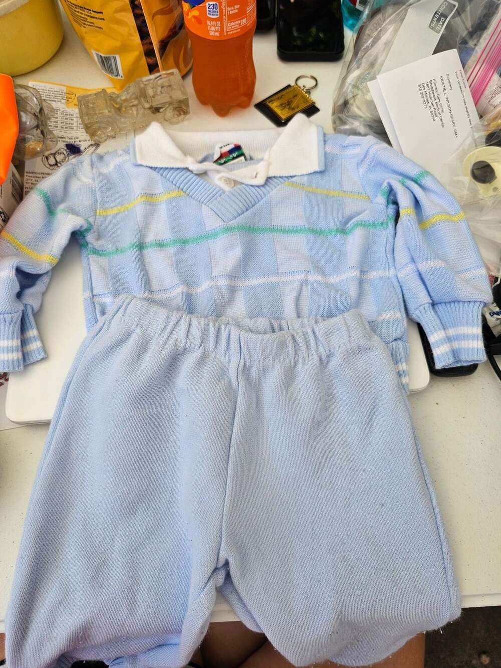 Vintage Bull Frog Knit Sweater And Pants Set 18M
